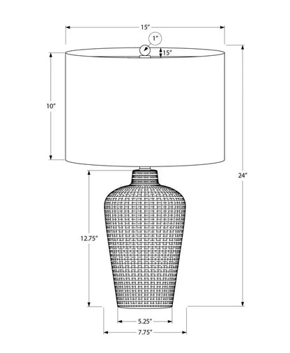 24" Black Ceramic Round Table Lamp With Black Drum Shade HomeRoots