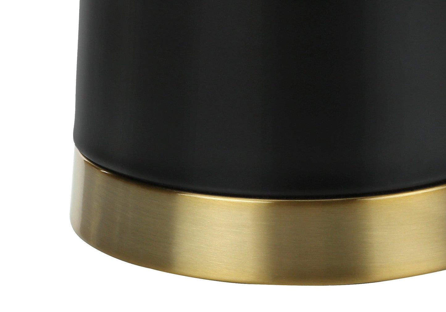 28" Black and Gold Metal Cylinder Table Lamp With Beige Drum Shade - FurniFindUSA