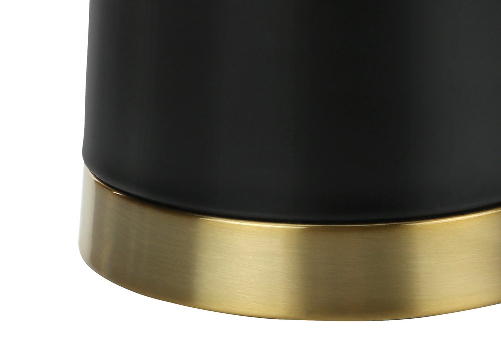 28" Black and Gold Metal Cylinder Table Lamp With Beige Drum Shade HomeRoots