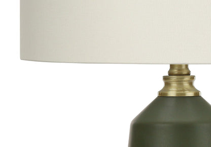 26" Green Ceramic Geometric Table Lamp With Ivory Drum Shade HomeRoots