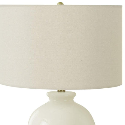 26" Gold and Ivory Ceramic Urn Table Lamp With Cream Drum Shade - FurniFindUSA