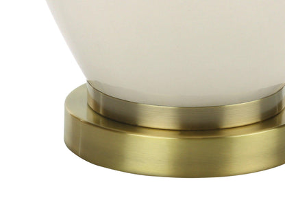 26" Gold and Ivory Ceramic Urn Table Lamp With Cream Drum Shade - FurniFindUSA