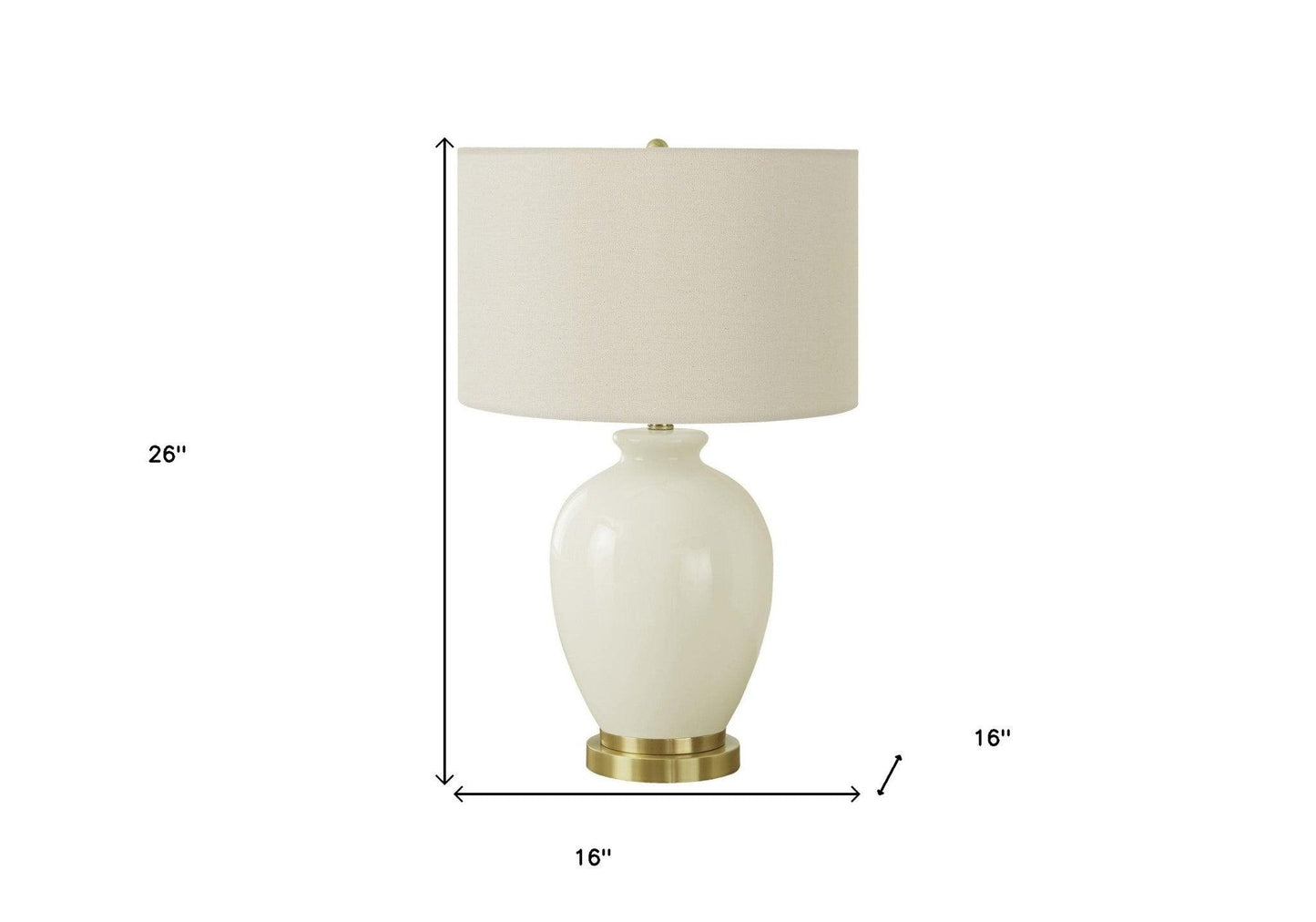 26" Gold and Ivory Ceramic Urn Table Lamp With Cream Drum Shade - FurniFindUSA