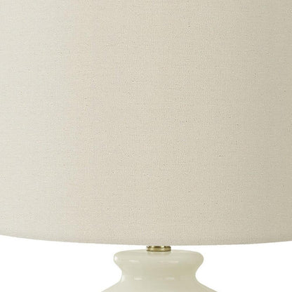 26" Gold and Ivory Ceramic Urn Table Lamp With Cream Drum Shade - FurniFindUSA