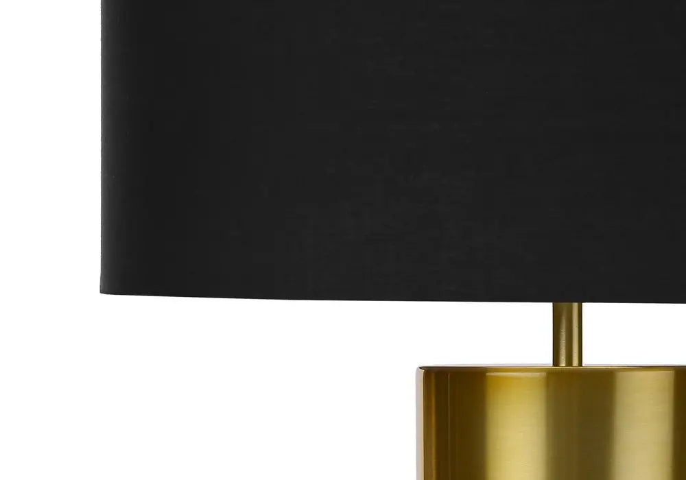 25" Black and Gold Concrete Cylinder Table Lamp With Black Drum Shade HomeRoots