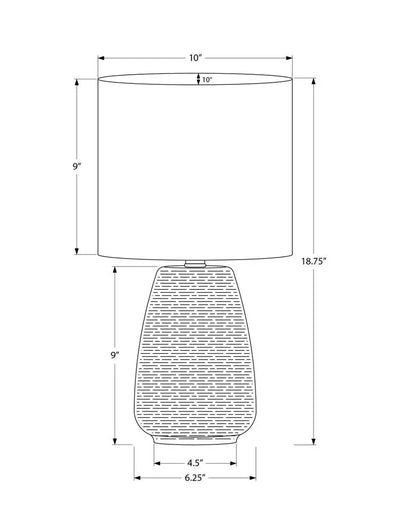 19" Gray Ceramic Round Table Lamp With Ivory Drum Shade HomeRoots