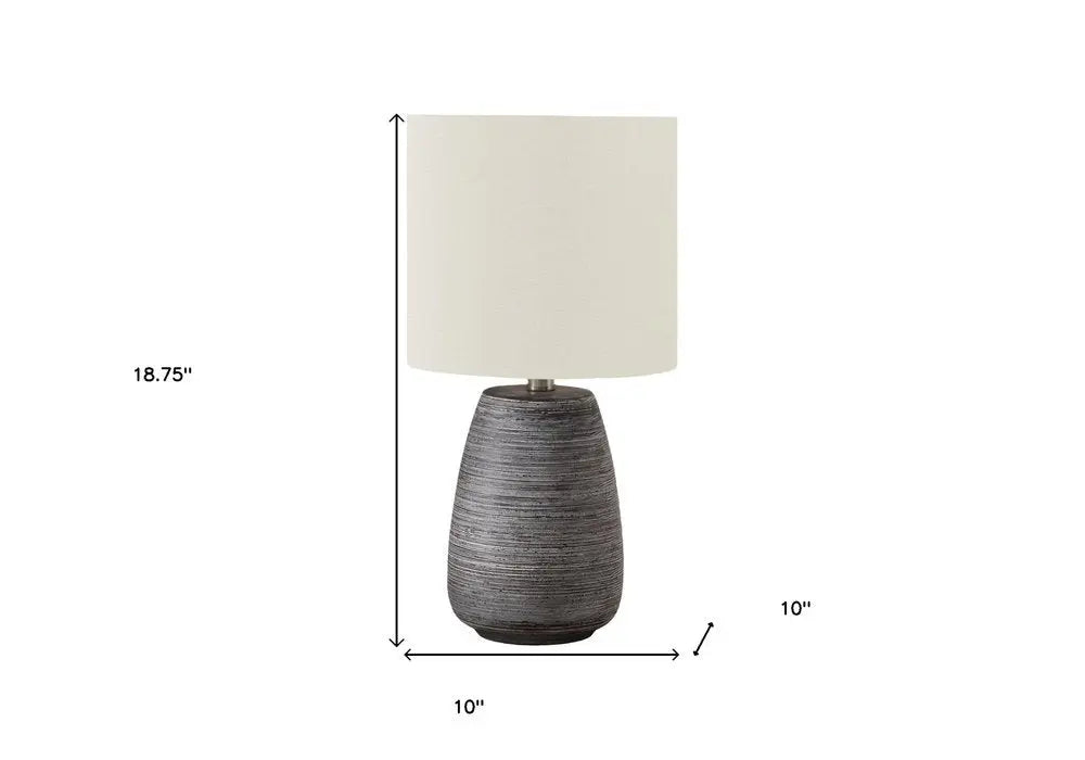 19" Gray Ceramic Round Table Lamp With Ivory Drum Shade HomeRoots