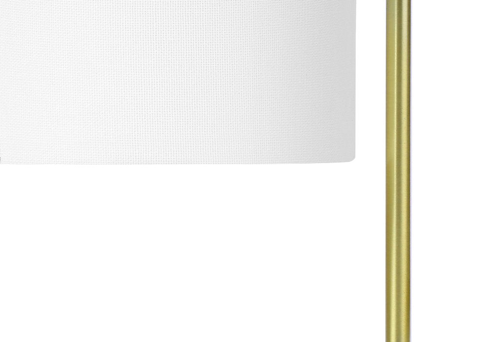 20" Gold and White Marble Round Arched Table Lamp With Ivory Drum Shade HomeRoots