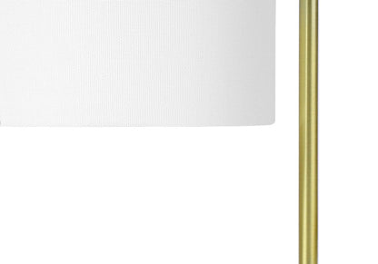 20" Gold and White Marble Round Arched Table Lamp With Ivory Drum Shade HomeRoots