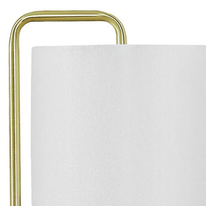 20" Gold and White Marble Round Arched Table Lamp With Ivory Drum Shade HomeRoots