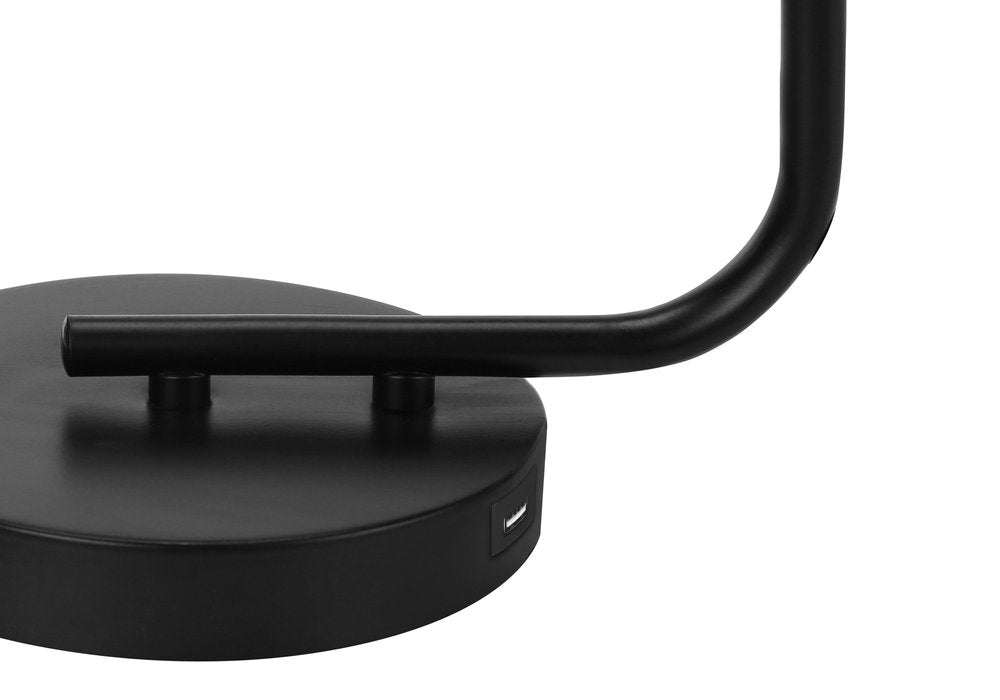 20" Black Metal Round Arched USB Table Lamp With Clear Drum Shade — view 5