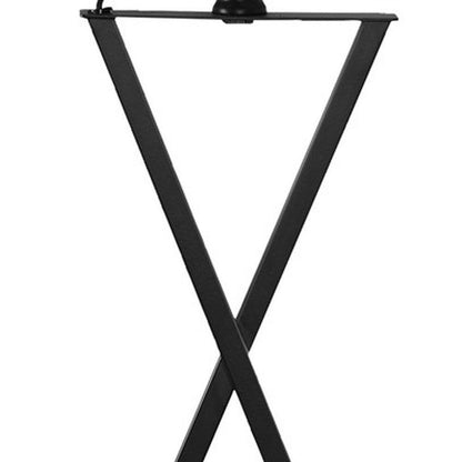 25" Black Metal Geometric USB Table Lamp With Beige Shade - FurniFindUSA