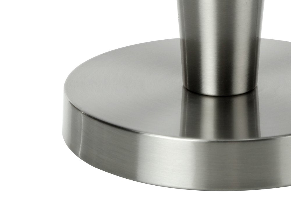 Set of Two 24" Silver Metal Candlestick USB Table Lamps With Gray Drum Shade HomeRoots