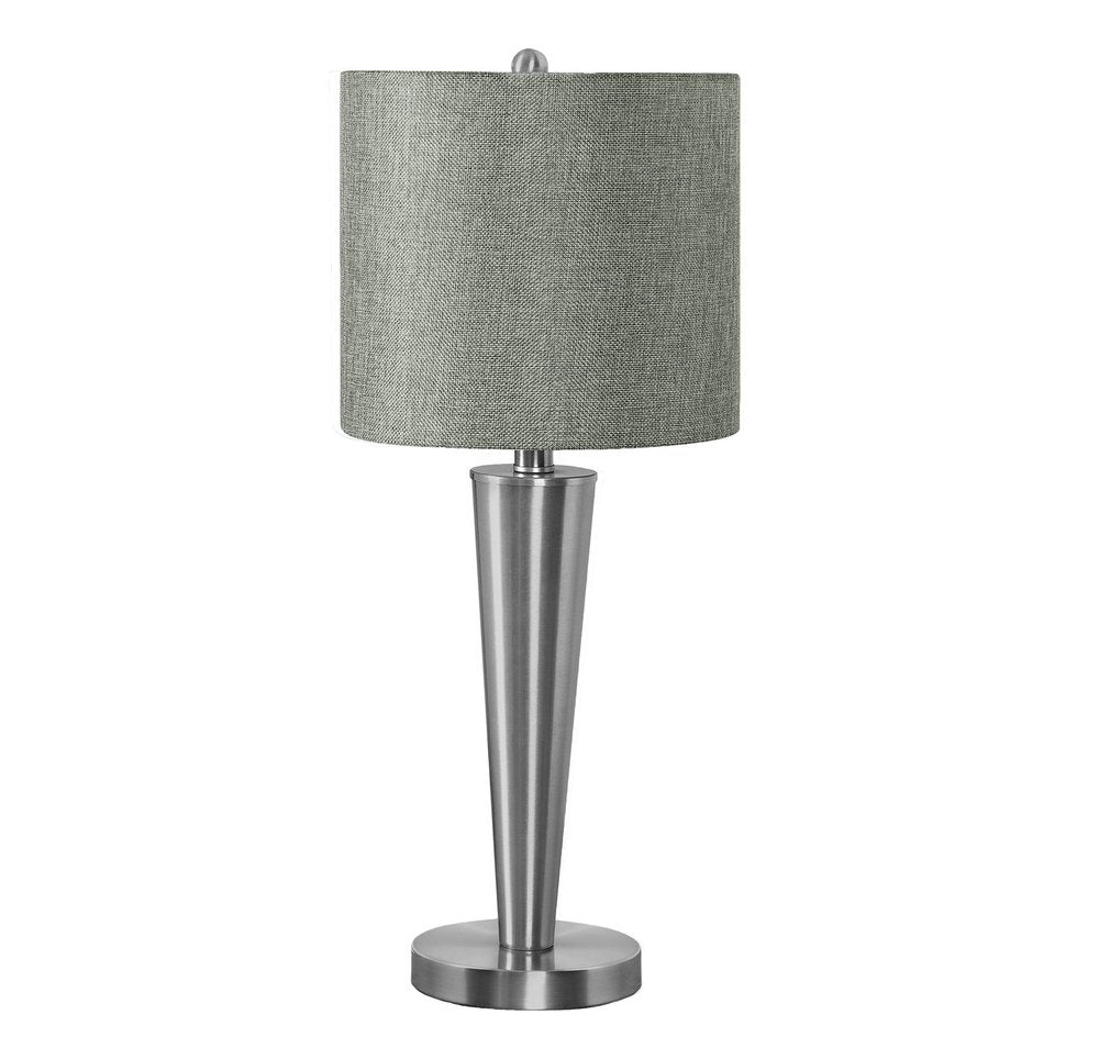Set of Two 24" Silver Metal Candlestick USB Table Lamps With Gray Drum Shade — view 7