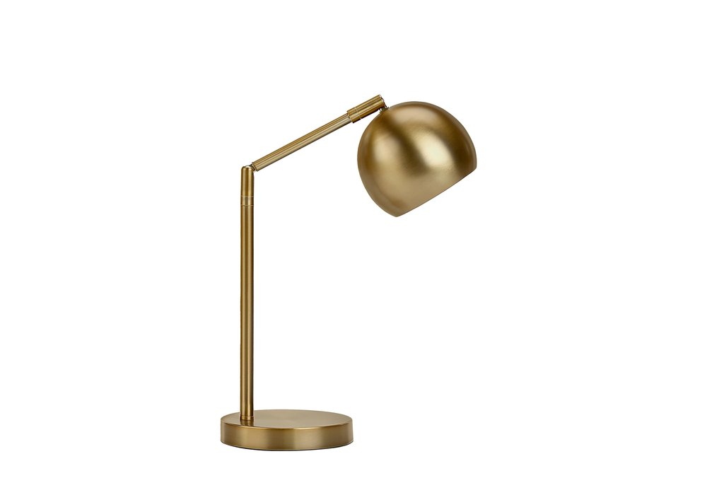 19" Gold Metal Round Table Lamp With Gold Dome Shade — view 1