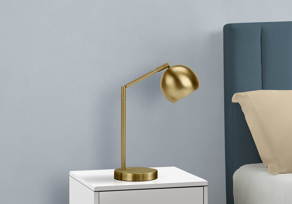 19" Gold Metal Round Table Lamp With Gold Dome Shade HomeRoots