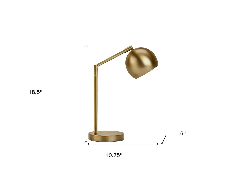 19" Gold Metal Round Table Lamp With Gold Dome Shade HomeRoots