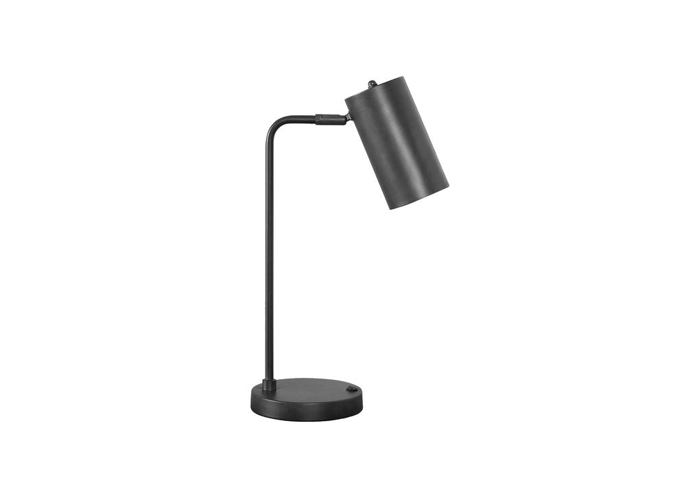 18" Gray Metal Round USB Table Lamp With Gray Cylinder Shade HomeRoots