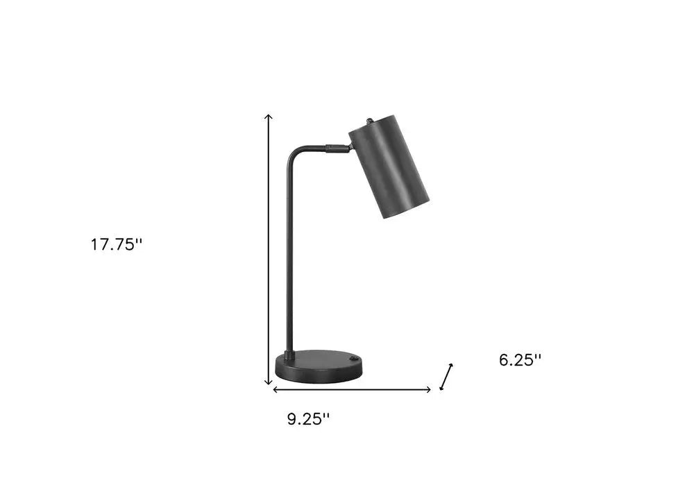 18" Gray Metal Round USB Table Lamp With Gray Cylinder Shade HomeRoots