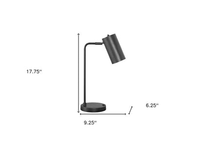 18" Gray Metal Round USB Table Lamp With Gray Cylinder Shade HomeRoots