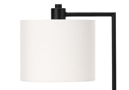 19" Black Metal Round USB Table Lamp With Ivory Drum Shade HomeRoots
