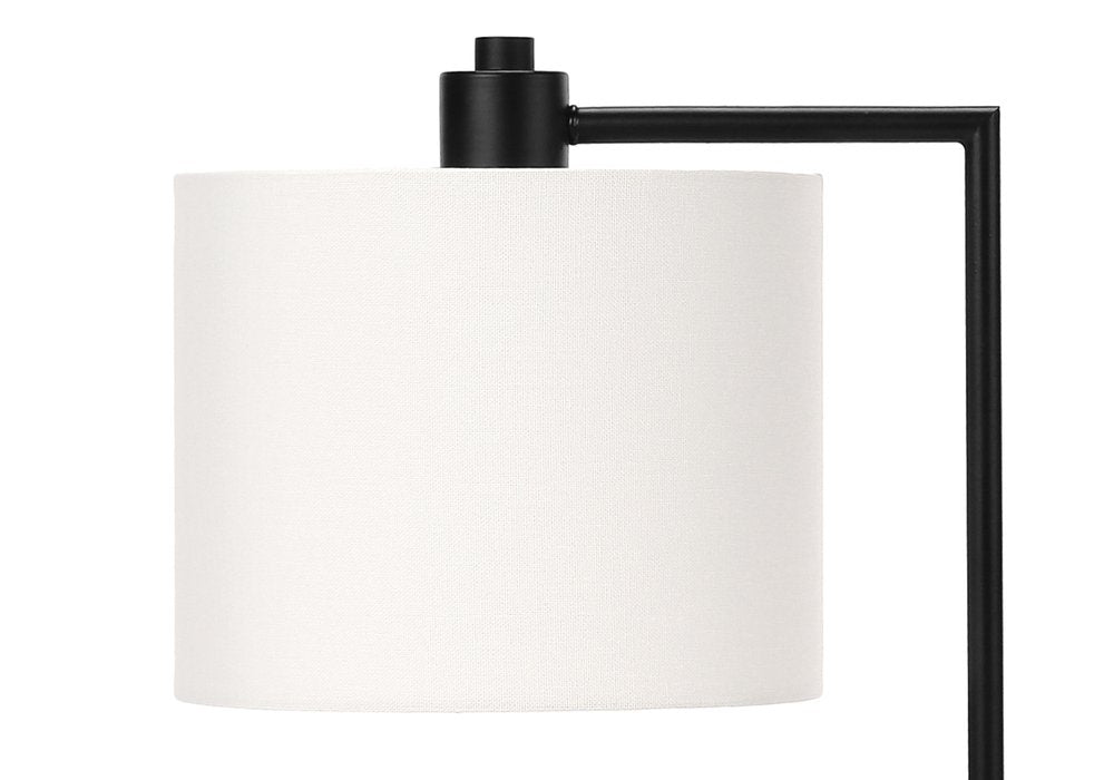 19" Black Metal Round USB Table Lamp With Ivory Drum Shade HomeRoots