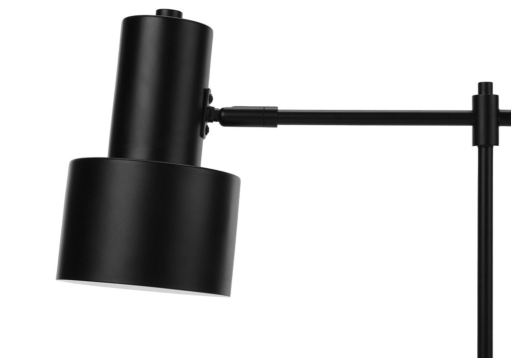 21" Black Metal Round USB Table Lamp With Black Drum Shade HomeRoots