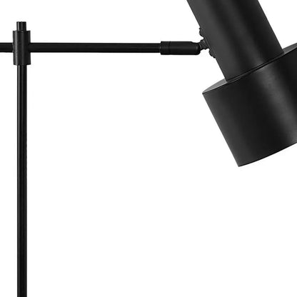 21" Black Metal Round USB Table Lamp With Black Drum Shade HomeRoots