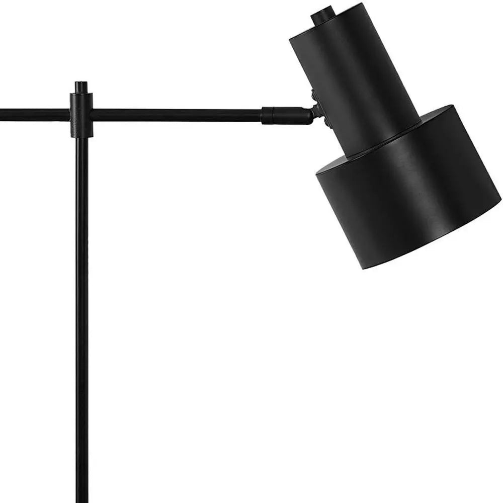 21" Black Metal Round USB Table Lamp With Black Drum Shade HomeRoots