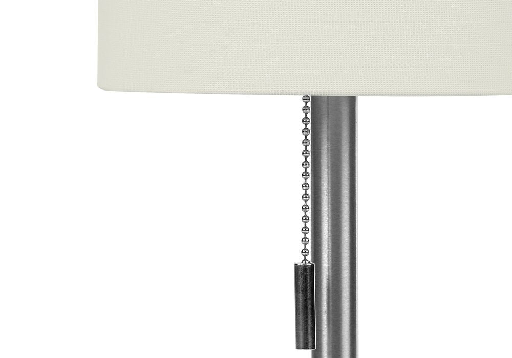 Set of Two 17" Silver Metal Candlestick USB Table Lamps With Ivory Drum Shade HomeRoots