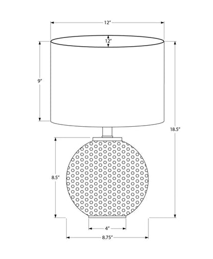 19" Gray Round Table Lamp With Ivory Drum Shade HomeRoots
