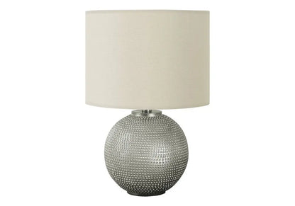 19" Gray Round Table Lamp With Ivory Drum Shade HomeRoots