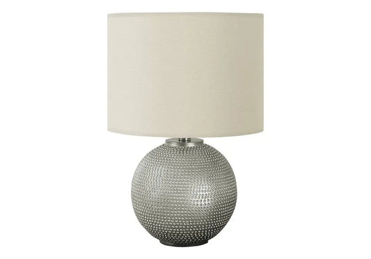19" Gray Round Table Lamp With Ivory Drum Shade HomeRoots