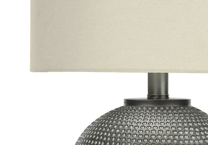 19" Gray Round Table Lamp With Ivory Drum Shade HomeRoots