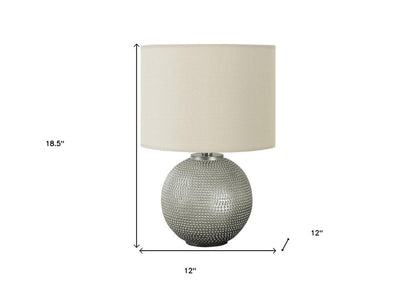 19" Gray Round Table Lamp With Ivory Drum Shade HomeRoots