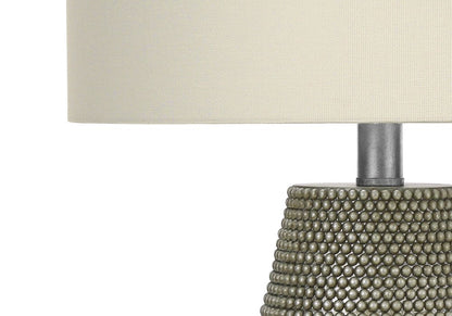 24" Gray Round Table Lamp With Ivory Drum Shade HomeRoots