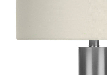 28" Silver Acrylic Cylinder Table Lamp With Ivory Drum Shade HomeRoots