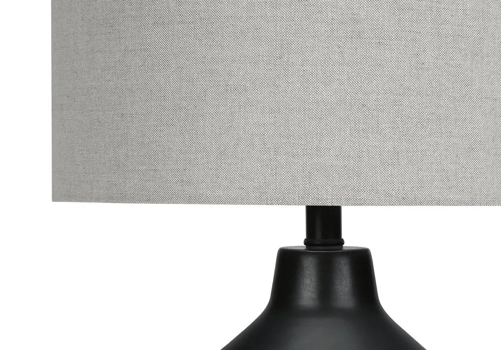 24" Black Concrete Urn Table Lamp With Gray Drum Shade HomeRoots