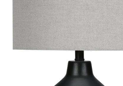 24" Black Concrete Urn Table Lamp With Gray Drum Shade HomeRoots