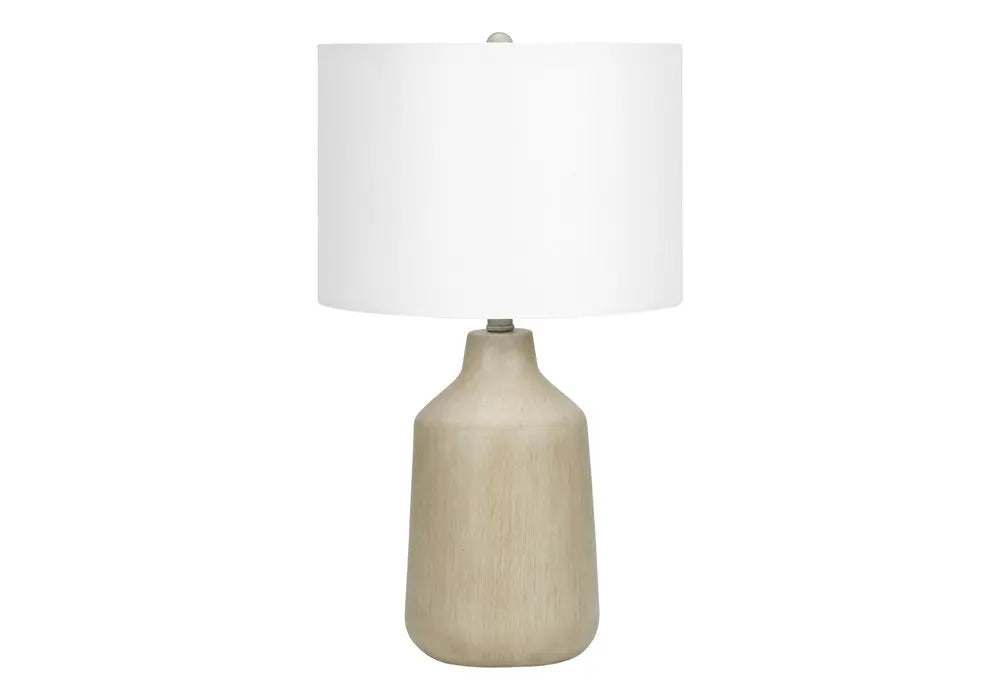 24" Beige Concrete Urn Table Lamp With Ivory Drum Shade HomeRoots