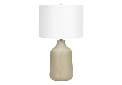 24" Beige Concrete Urn Table Lamp With Ivory Drum Shade HomeRoots