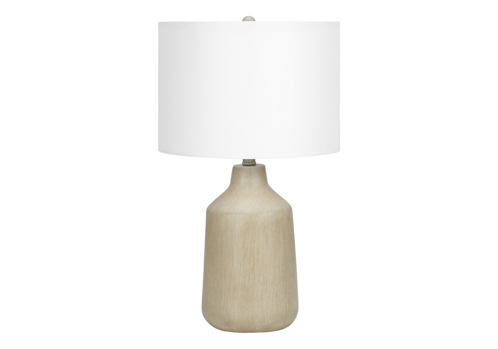 24" Beige Concrete Urn Table Lamp With Ivory Drum Shade HomeRoots