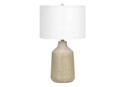 24" Beige Concrete Urn Table Lamp With Ivory Drum Shade HomeRoots