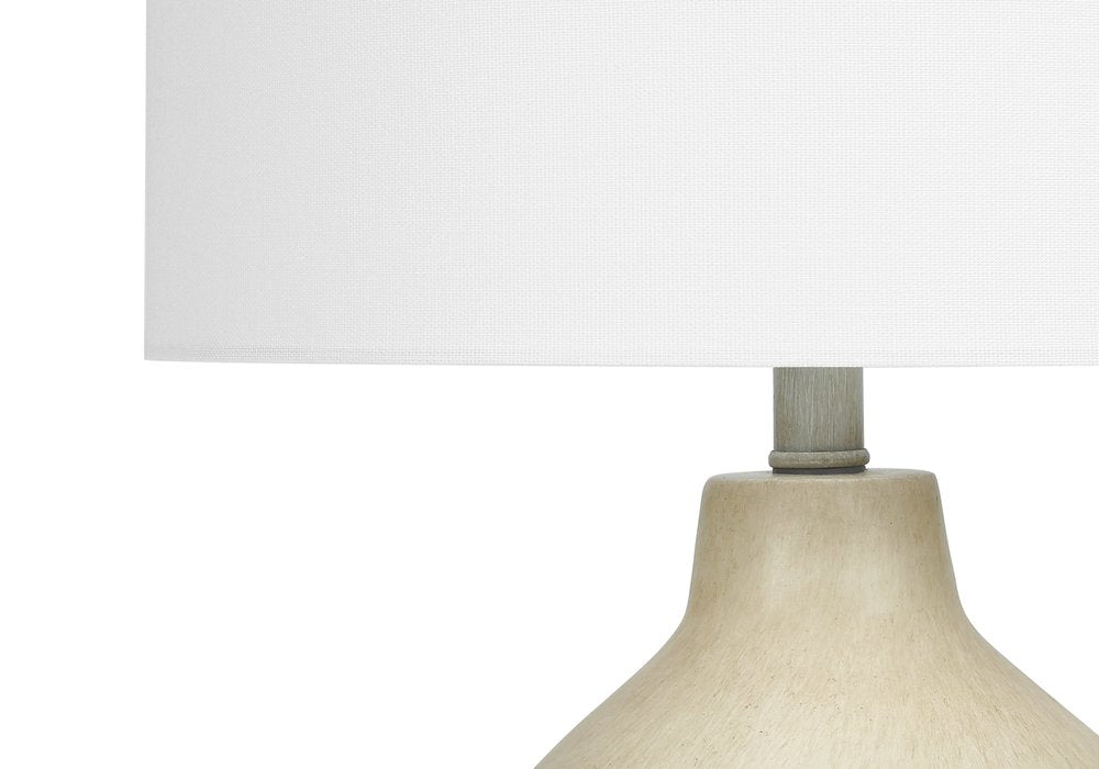 24" Beige Concrete Urn Table Lamp With Ivory Drum Shade HomeRoots