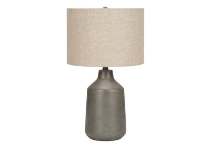 24" Gray Concrete Urn Table Lamp With Beige Drum Shade HomeRoots