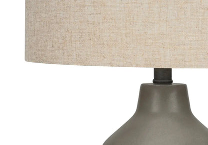 24" Gray Concrete Urn Table Lamp With Beige Drum Shade HomeRoots