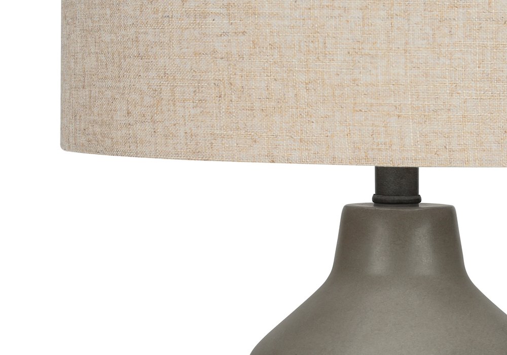 24" Gray Concrete Urn Table Lamp With Beige Drum Shade — view 5