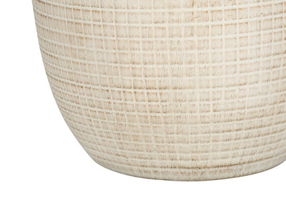 26" Cream Ceramic Urn Table Lamp With Cream Drum Shade HomeRoots
