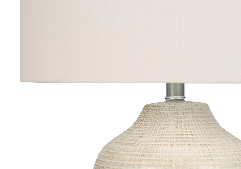 26" Cream Ceramic Urn Table Lamp With Cream Drum Shade HomeRoots