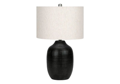 26" Black Ceramic Urn Table Lamp With Ivory Drum Shade HomeRoots